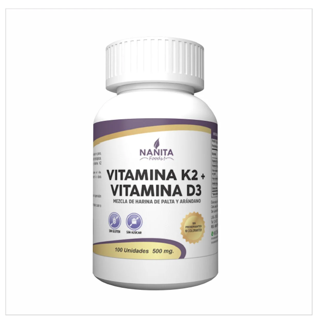 Vitamina K2 + D3 x 100 cápsulas – Nanita